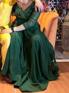 Green Embroidered Anarkali with Dupatta